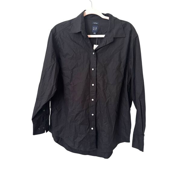 GAP The Big Shirt Oversized Button Down Jeweled Black NWT XS - Picture 2 of 5